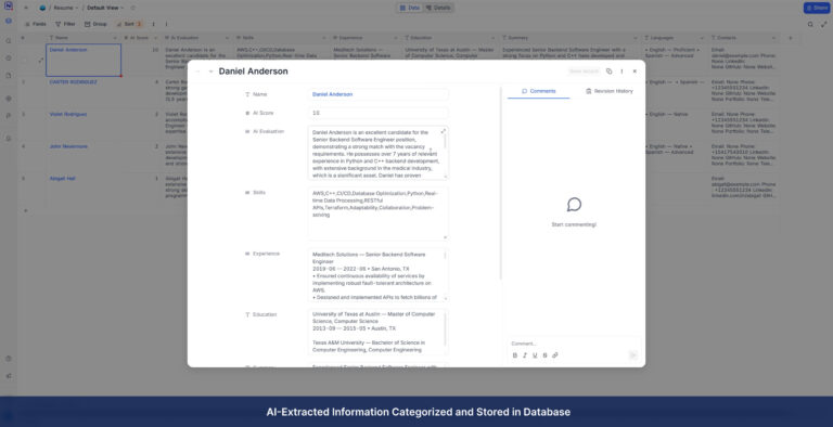 OCR and Document Processing example resume